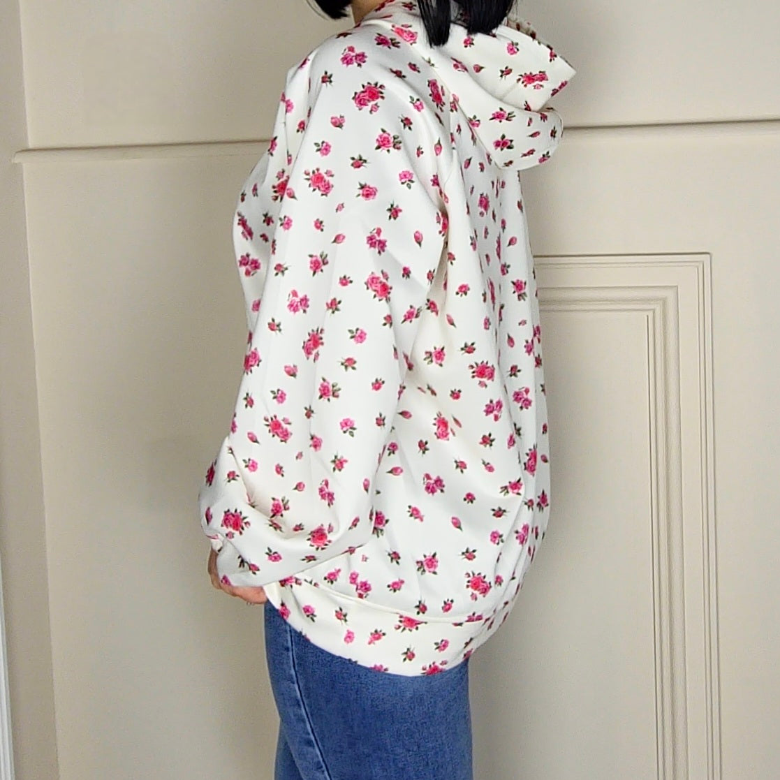 POSY - Floral Print Lightweight Sweatshirt Hoodie