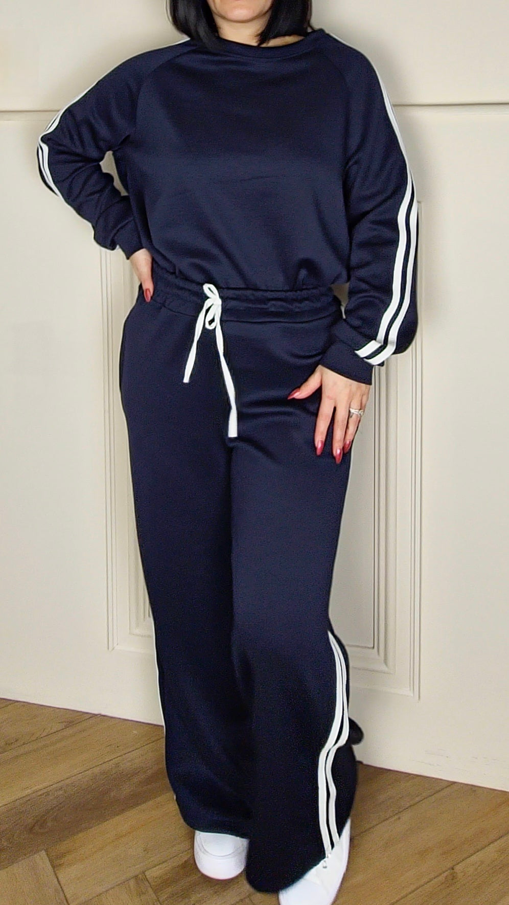 ALBA - 100% Cotton Two Piece Lounge Set Navy