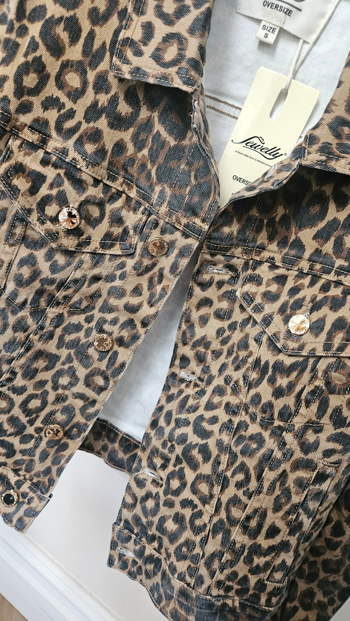 LUISA - Leopard Print Denim Jacket