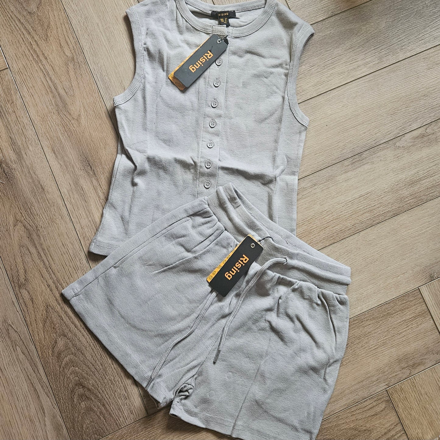 KARLY - Sleeveless Soft Ribbed Set Dove Grey
