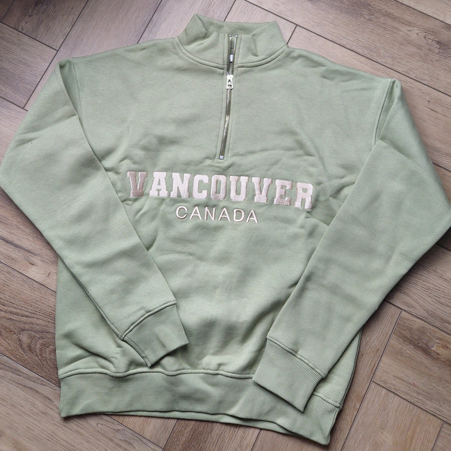 VANCOUVER - Cotton Blend Embroided Fleece Lined Jumper Sage Green
