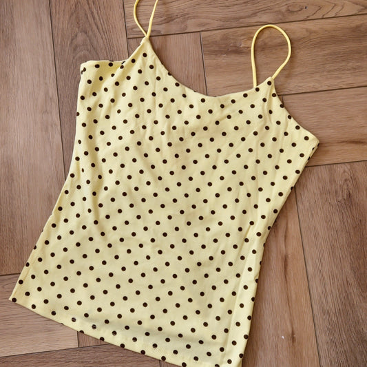 SHELBY - Spaghetti Strap Polka Dot Vest Yellow