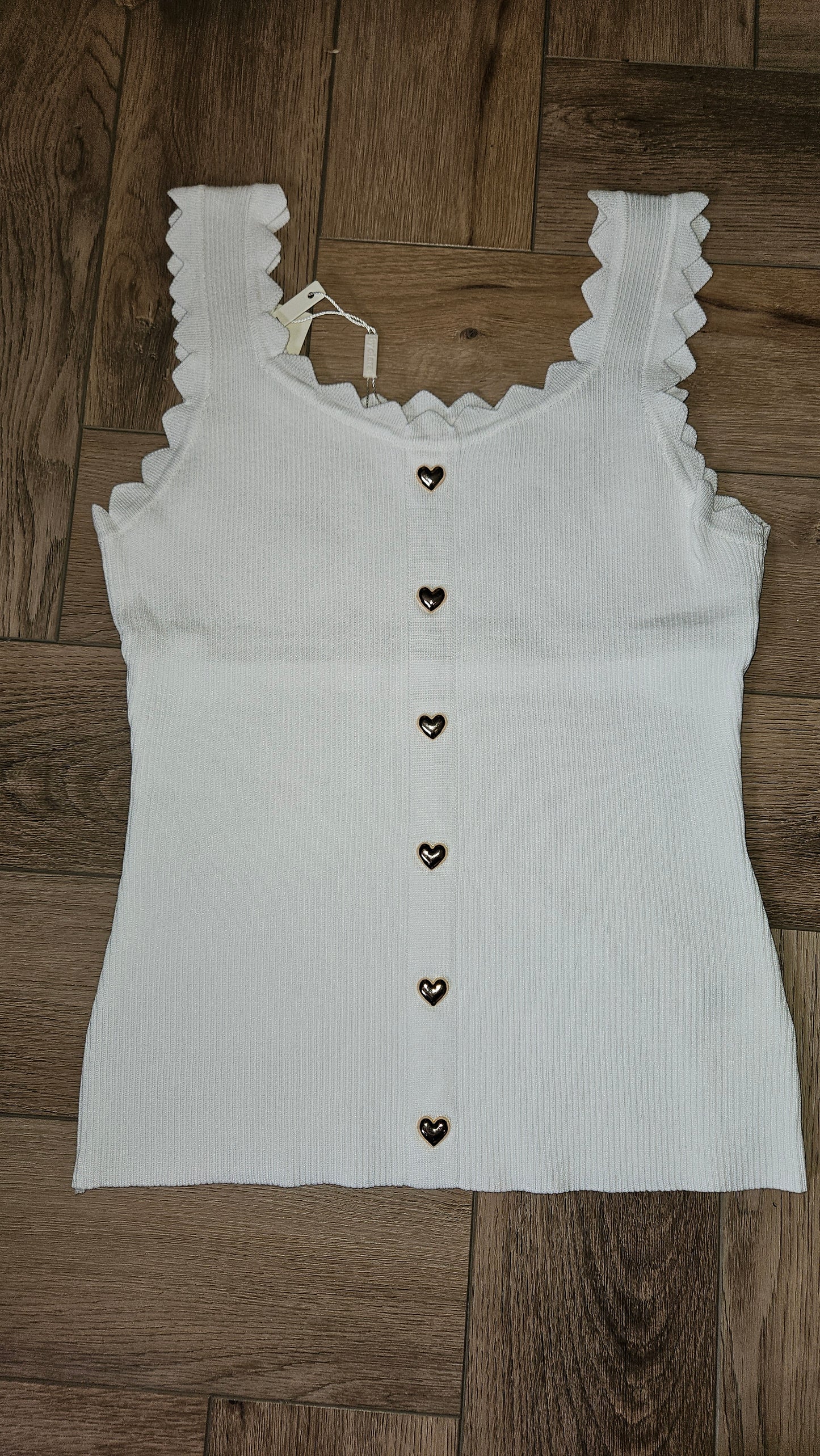 IZZY - Gold Heart Knitted Vest White
