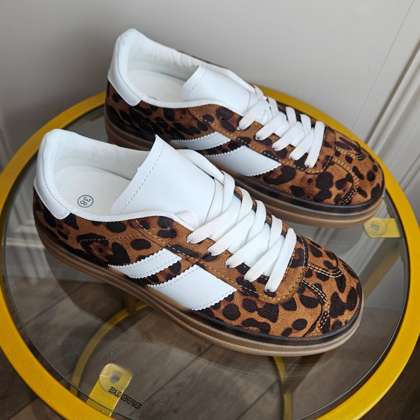 SARA - Leopard Lace Up Chunky Trainer