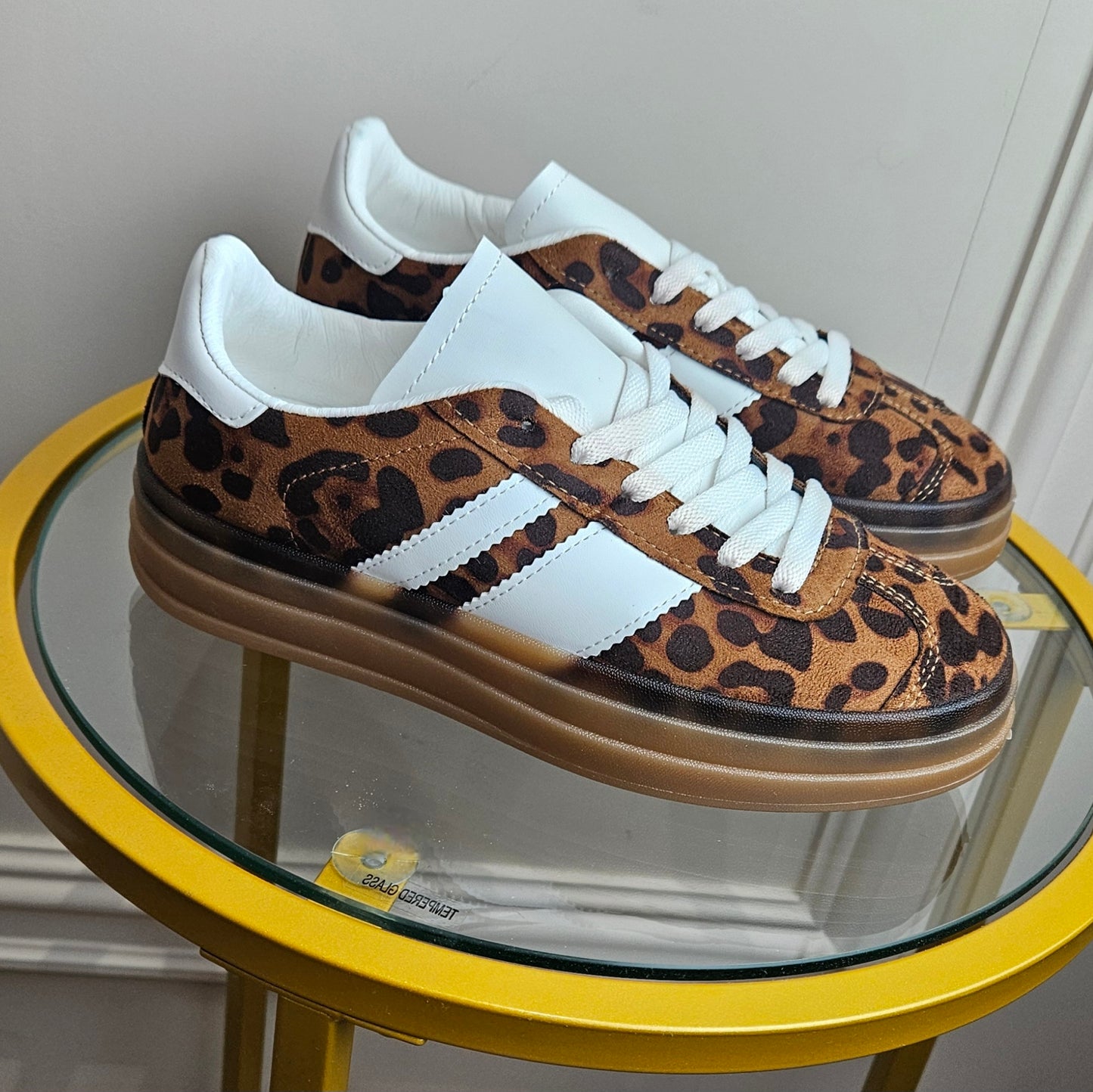 SARA - Leopard Lace Up Chunky Trainer