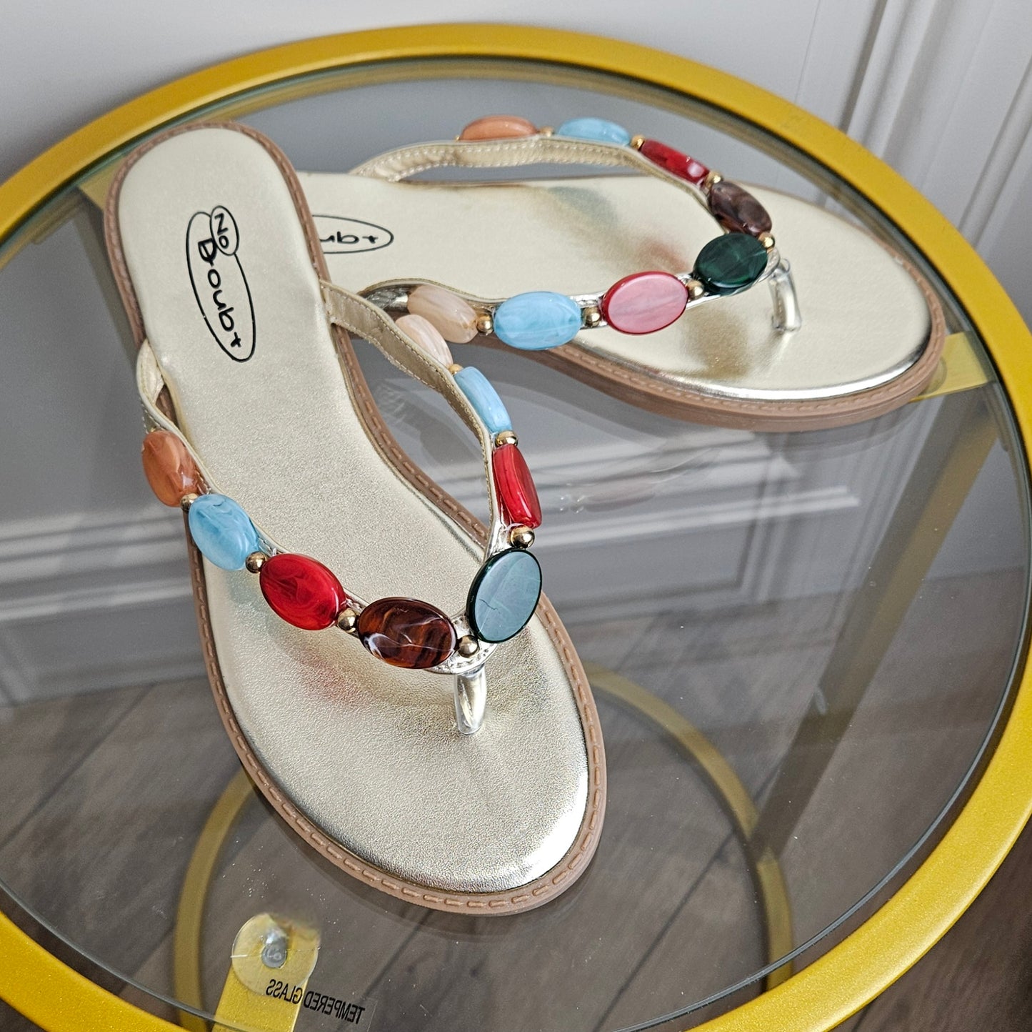 SOFIA - Gold Gem Stone Sandals