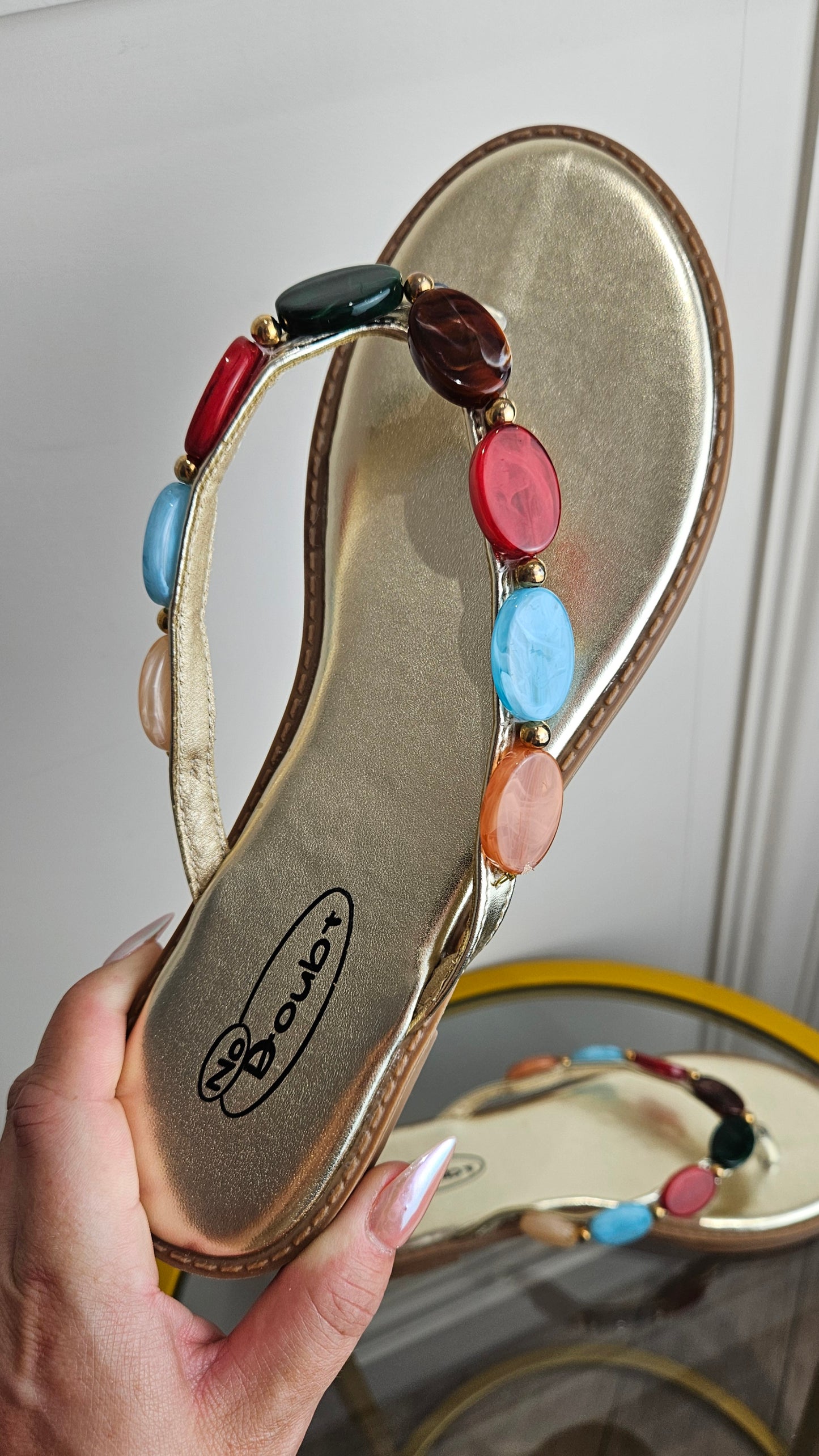 SOFIA - Gold Gem Stone Sandals