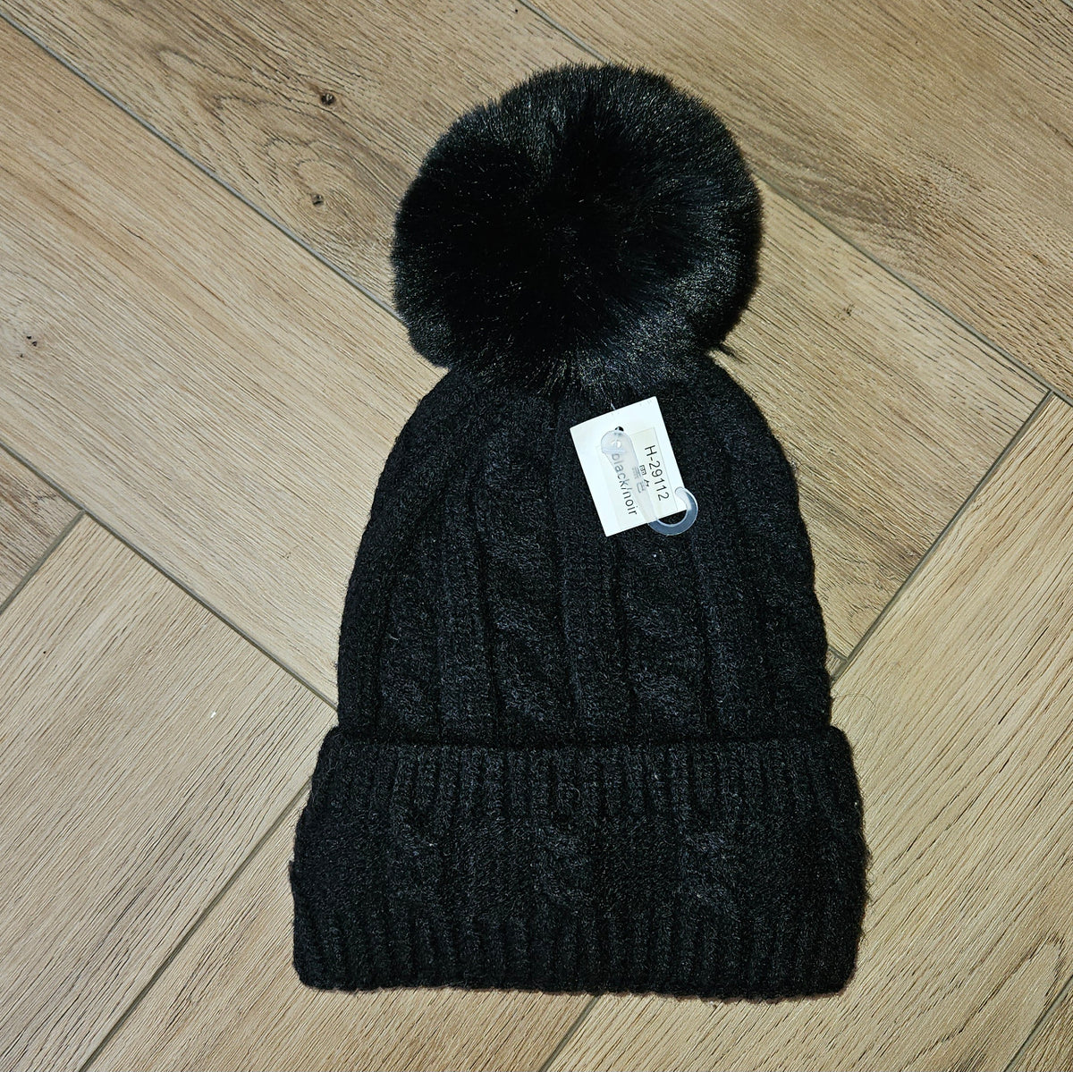 TESS - Cable Knit Fleece Lined Removable Pom Hat