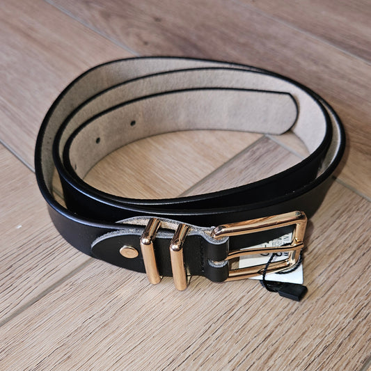 KIRSTY - Gold Buckle Real Leather Belt