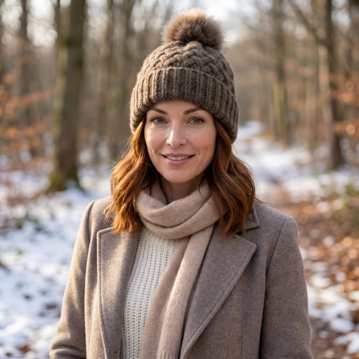 CLARA - Faux Fur Lined Pom Hat