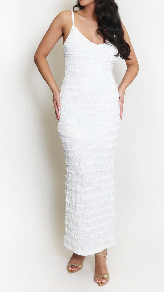 CLAUDIA - Strappy Cami Textured Dress Cream