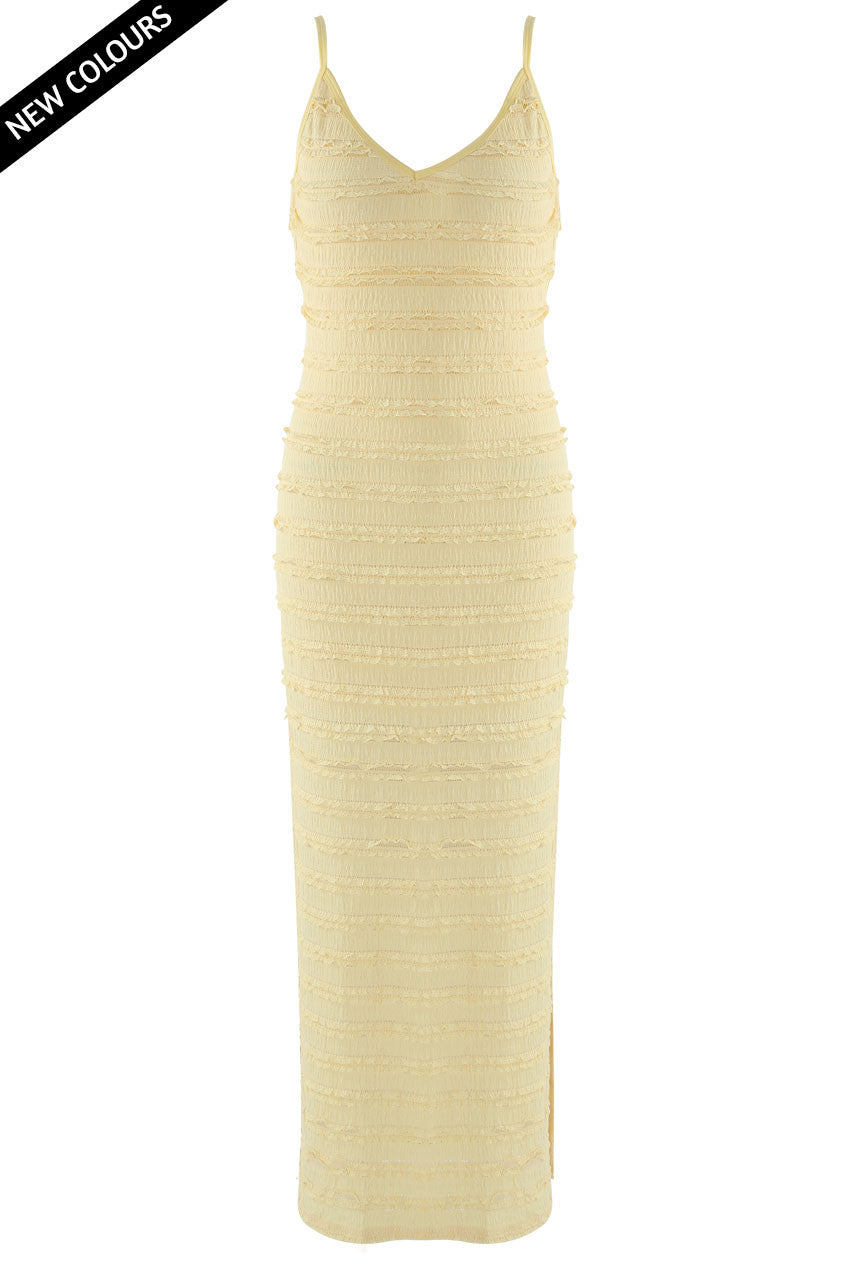 CLAUDIA - Strappy Cami Textured Dress Yellow