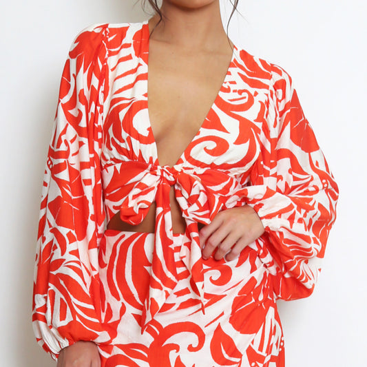 ALLANA - Cropped Blouse Red