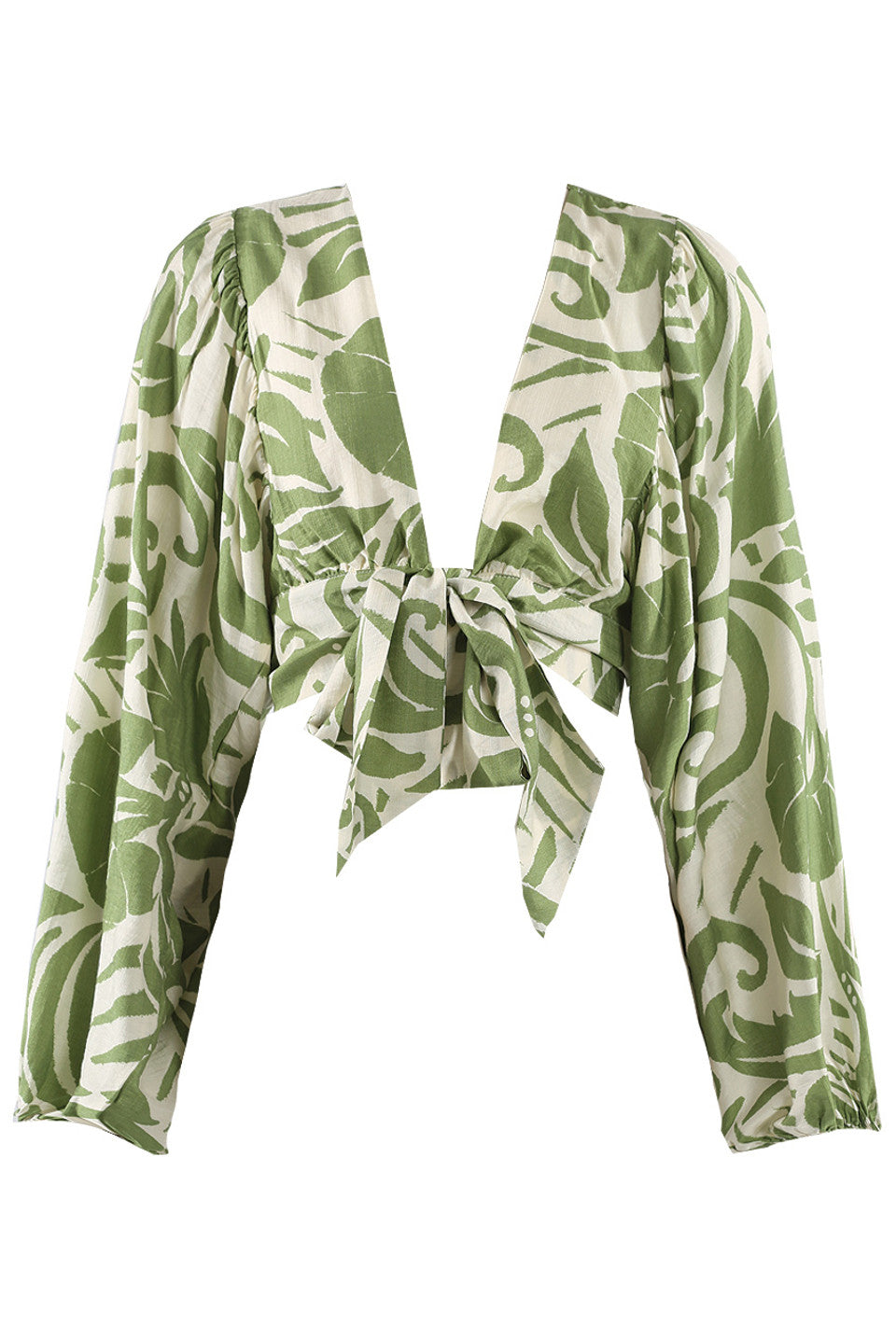 ALLANA - Cropped Blouse Green