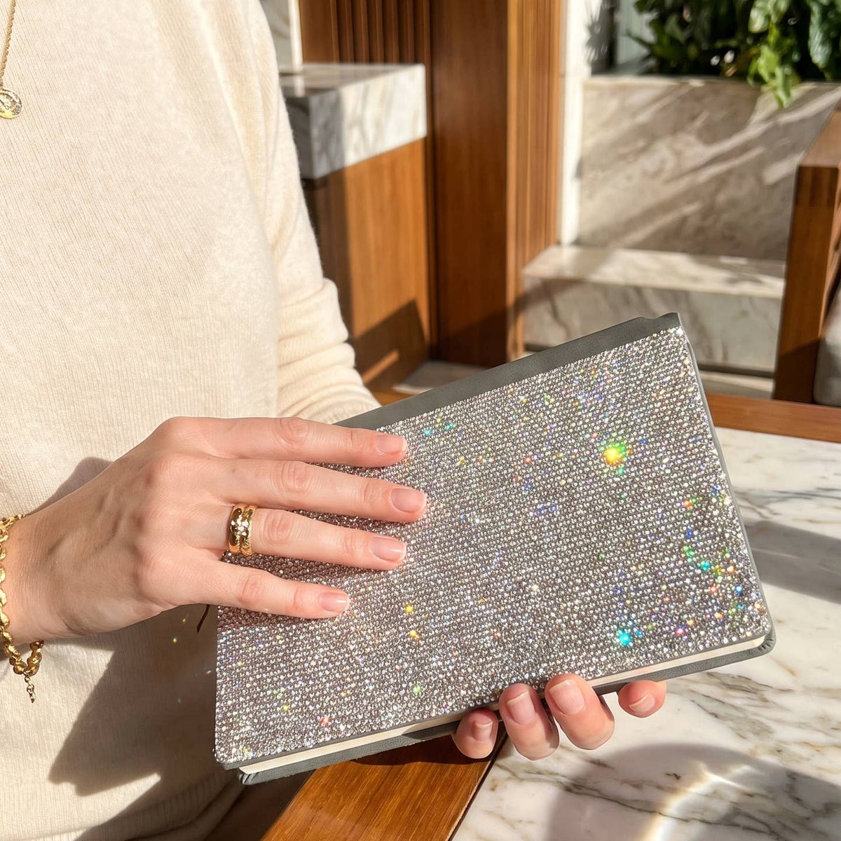 THE SPARKLE & SCRIPT - A5 Crystal Notebook Silver