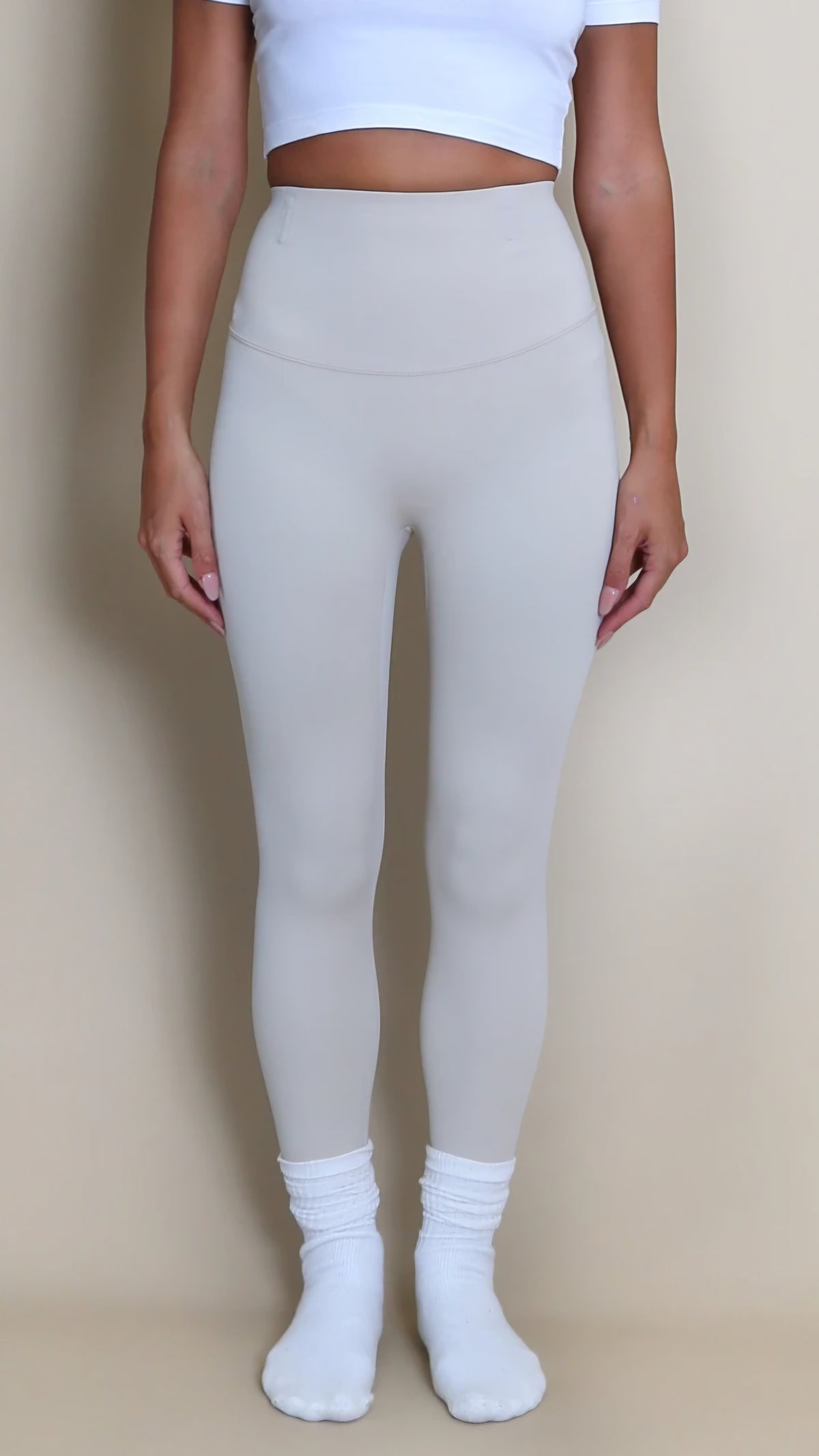 TALIA - High Waisted Sculpting Energy Leggings Cream
