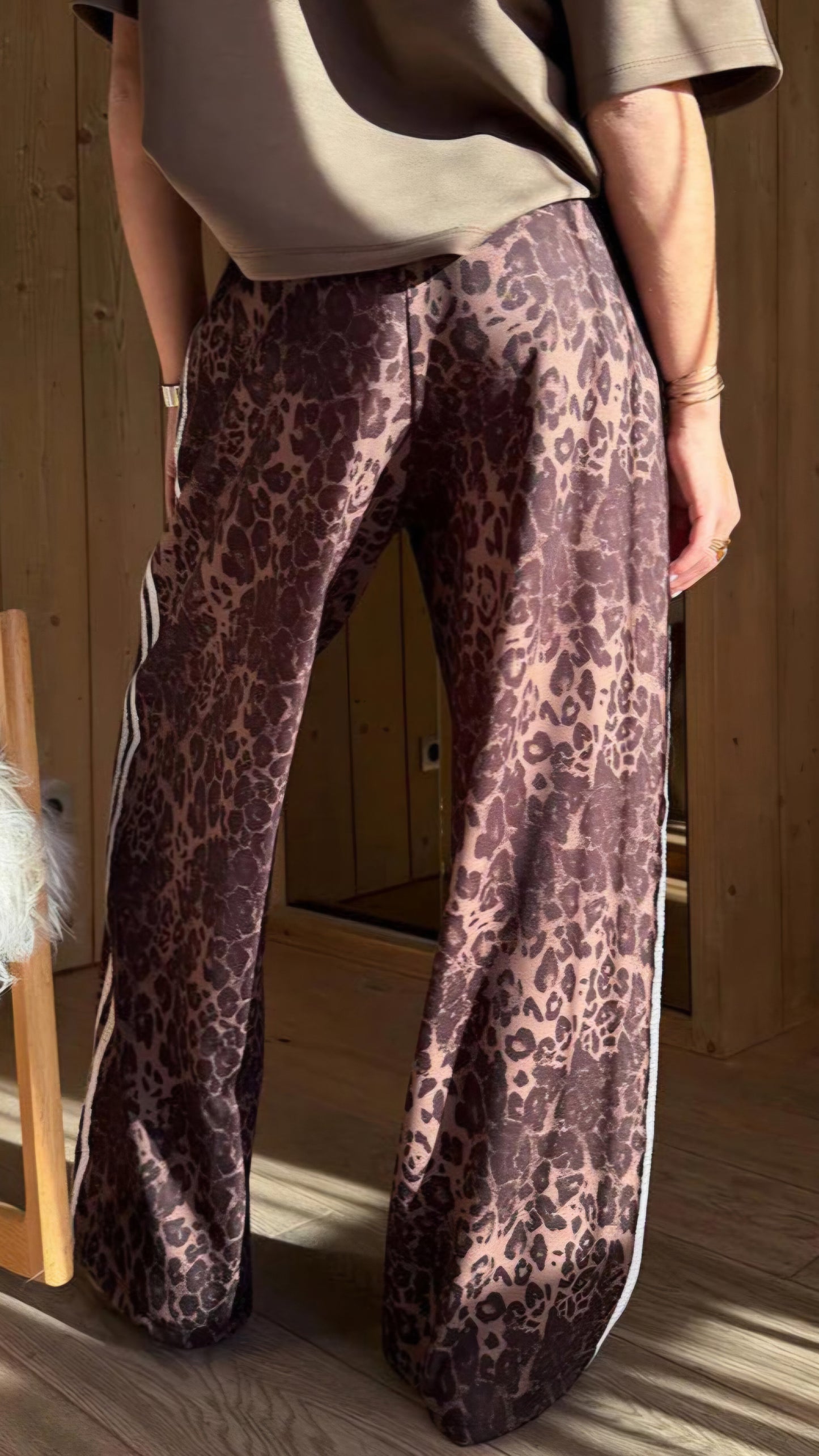 ALICE - Leopard Print Wide Leg Drawstring Trousers