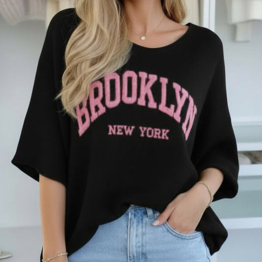 BROOKLYN NY - Oversized Lightweight Knit Black