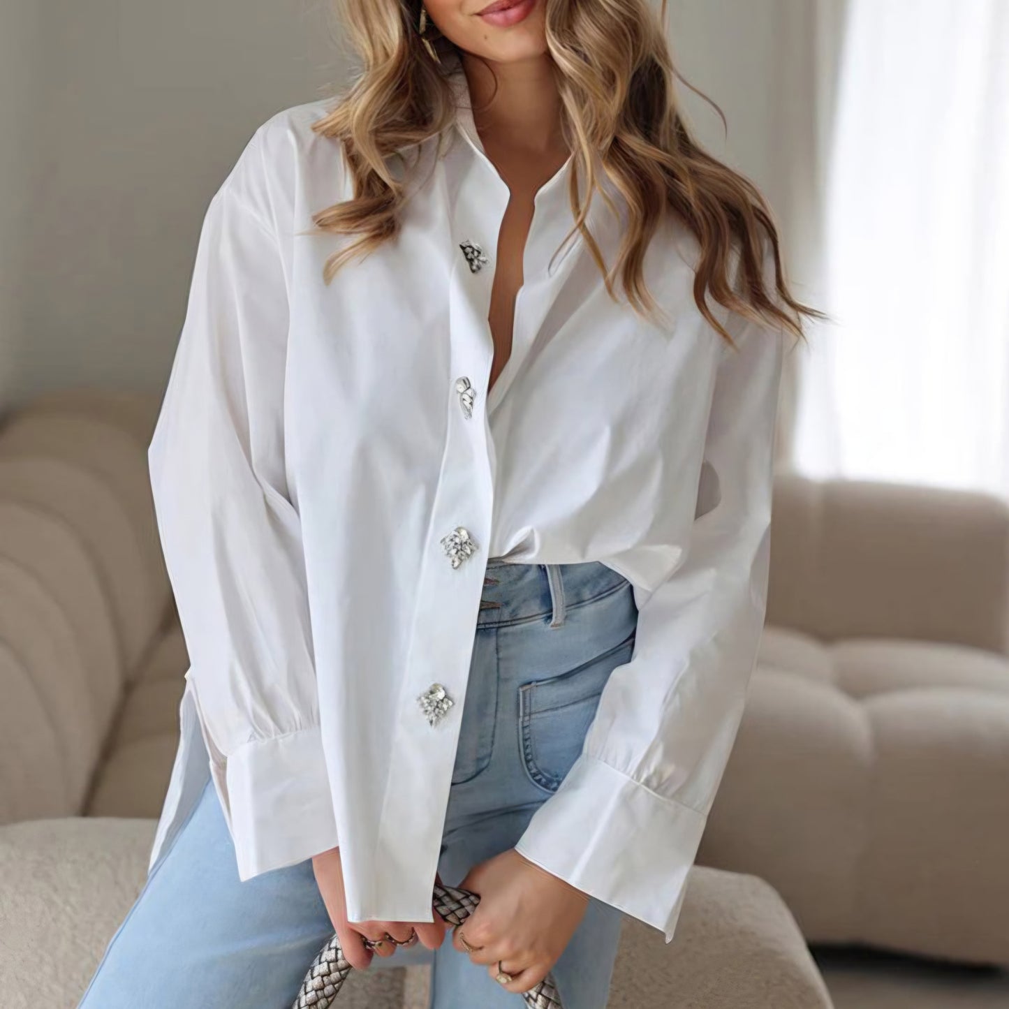 CELESTE - Diamanté Oversized Blouse