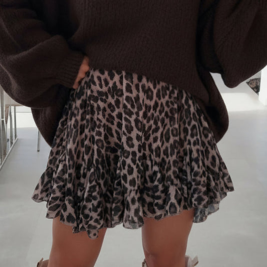 CLEO - Leopard Frill Mini Skirt