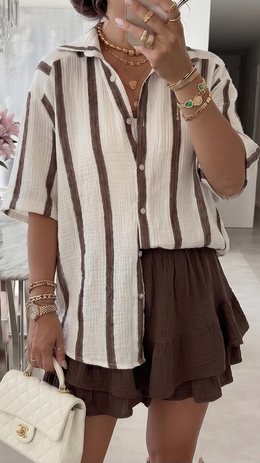 DASHA - Stripe Cotton Shirt Pink