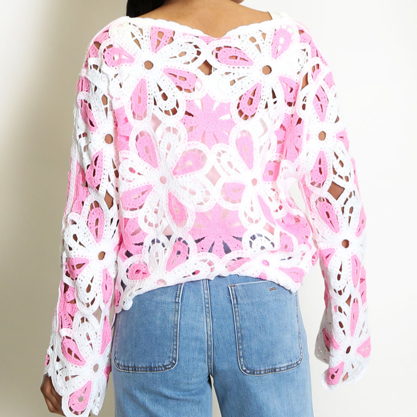 SUNKISS - Petal Crochet Knit Pink