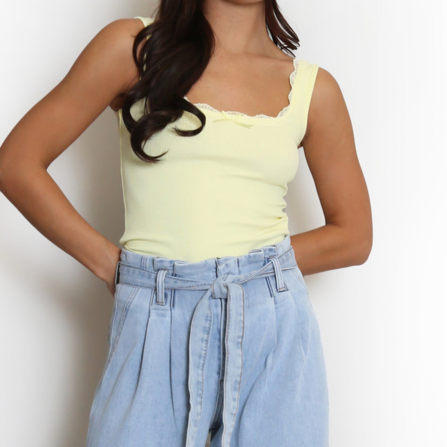 ELEANOR - Lace Neckline Vest Top