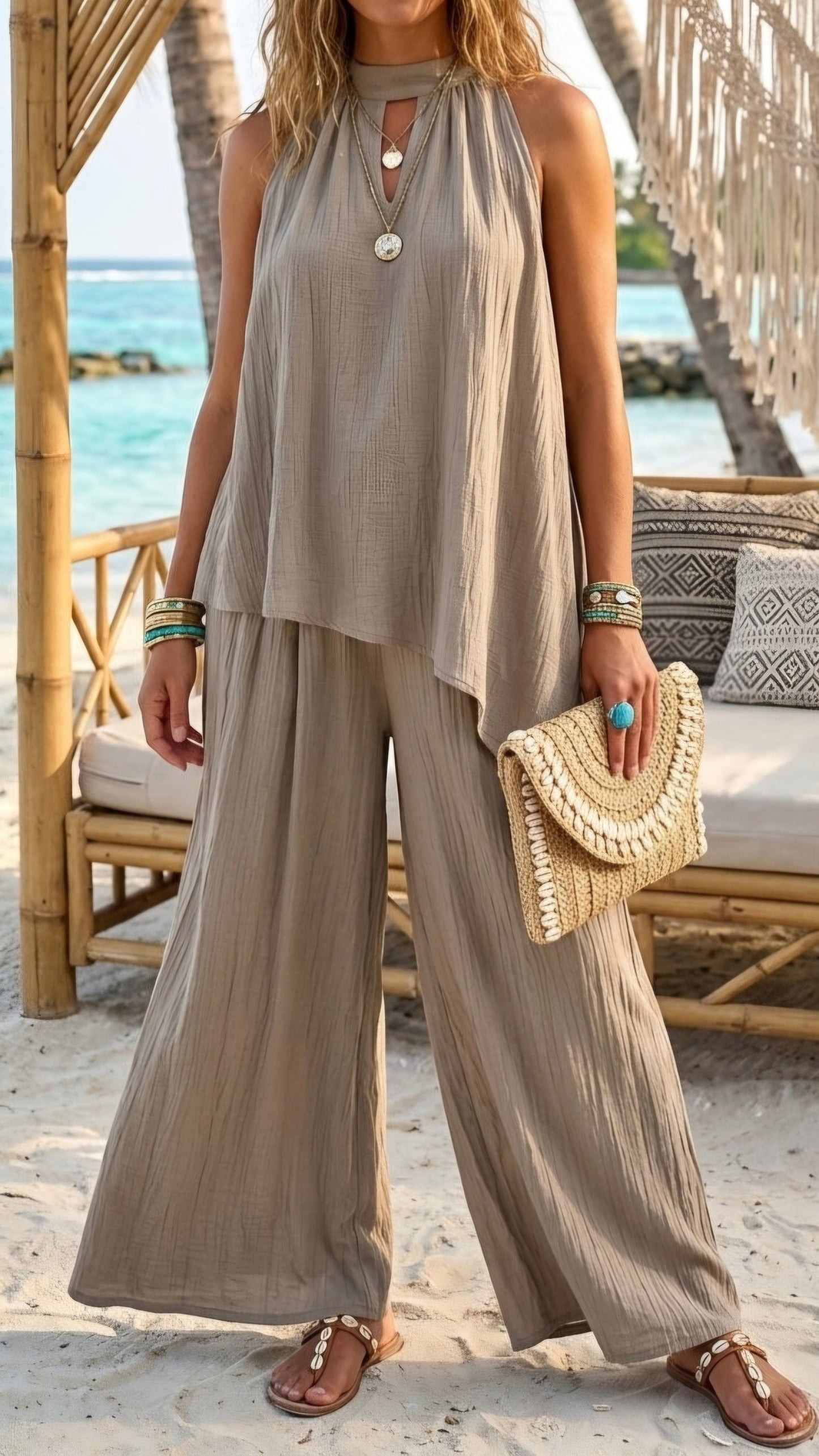 PERRY - Crinkle Asymmetric Top & Trouser Set