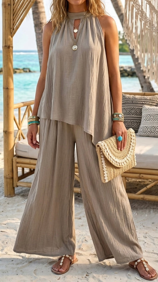 PERRY - Crinkle Asymmetric Top & Trouser Set