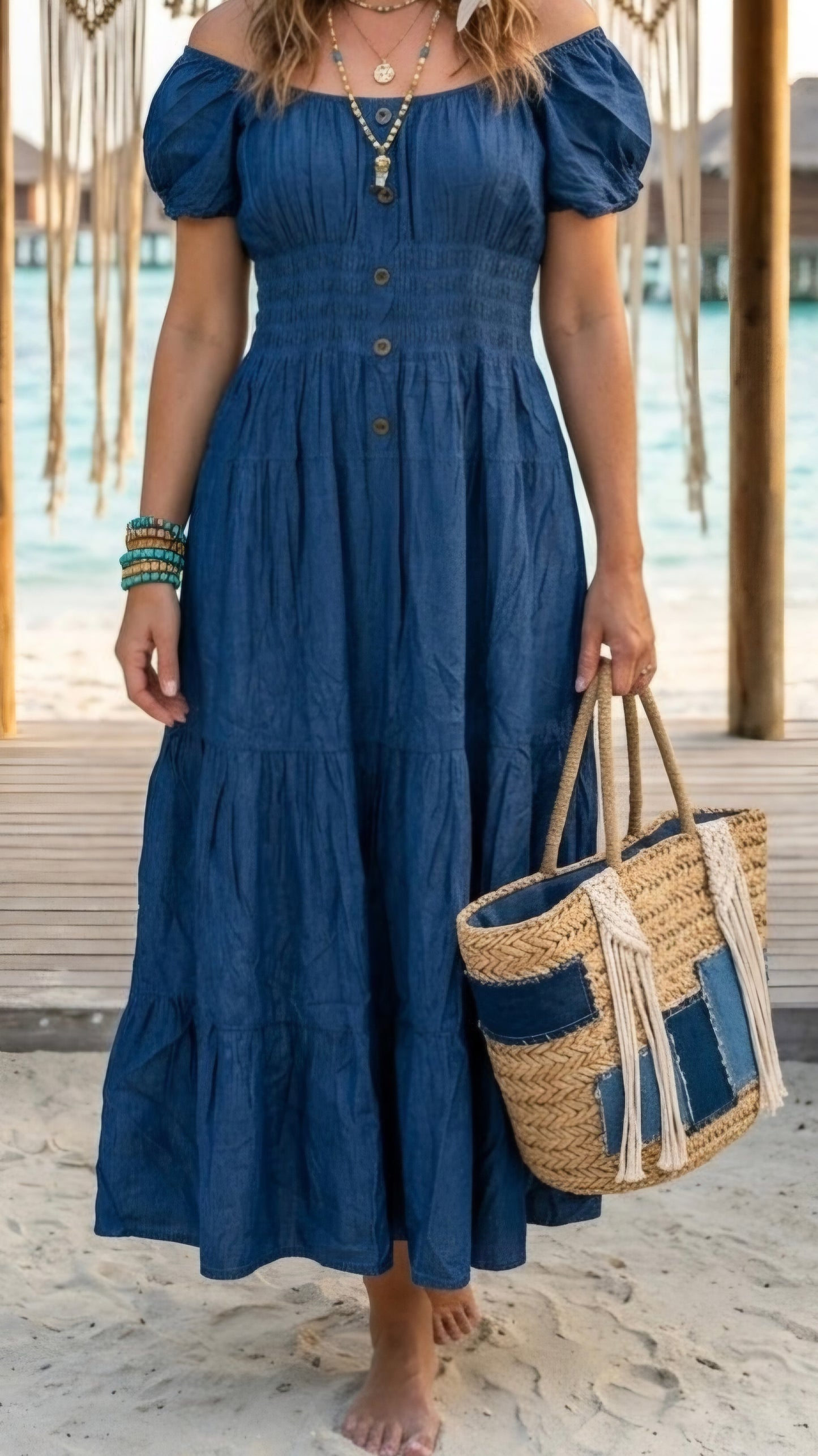 BRYONY - Denim Button Detail Dress