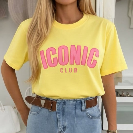 ICONIC CLUB - Oversized Graphic Tee Yellow