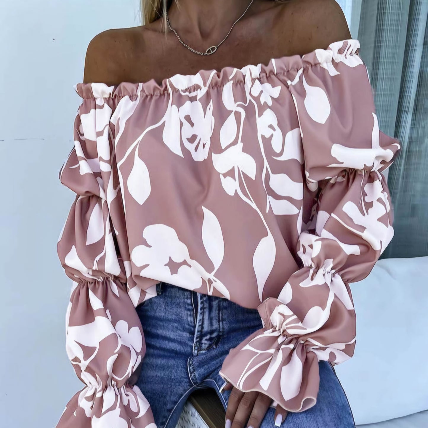 JASMINE - Bardot Abstract Floral Blouse