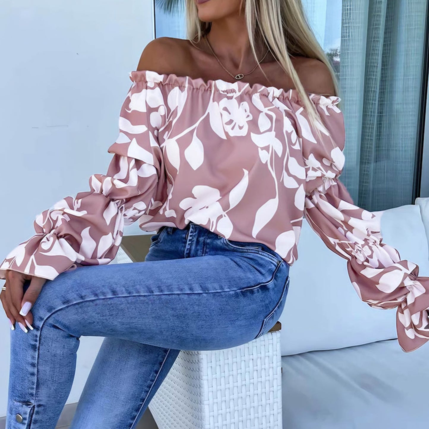 JASMINE - Bardot Abstract Floral Blouse