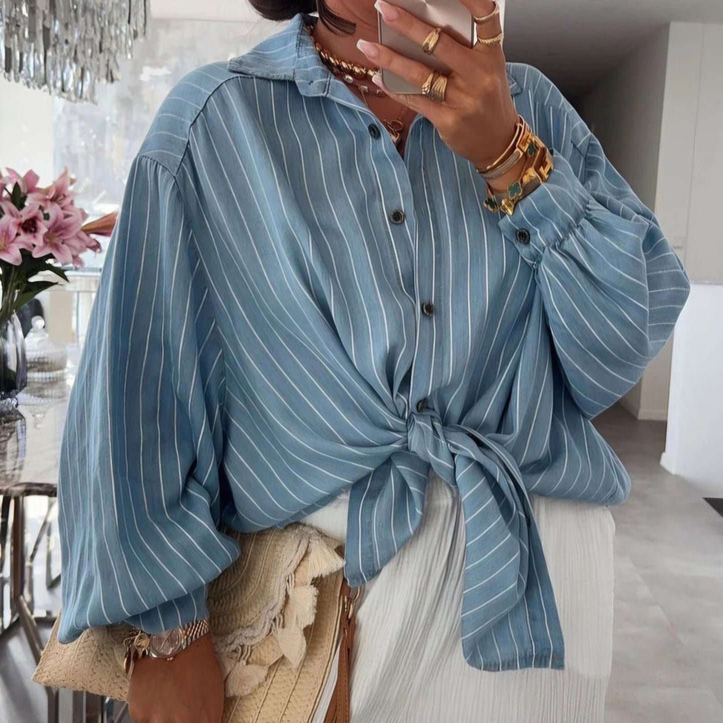 KAYLIE - Striped Collared Shirt