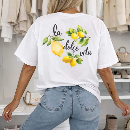 LA DOLCE VITA - Oversized Graphic Cotton Tee