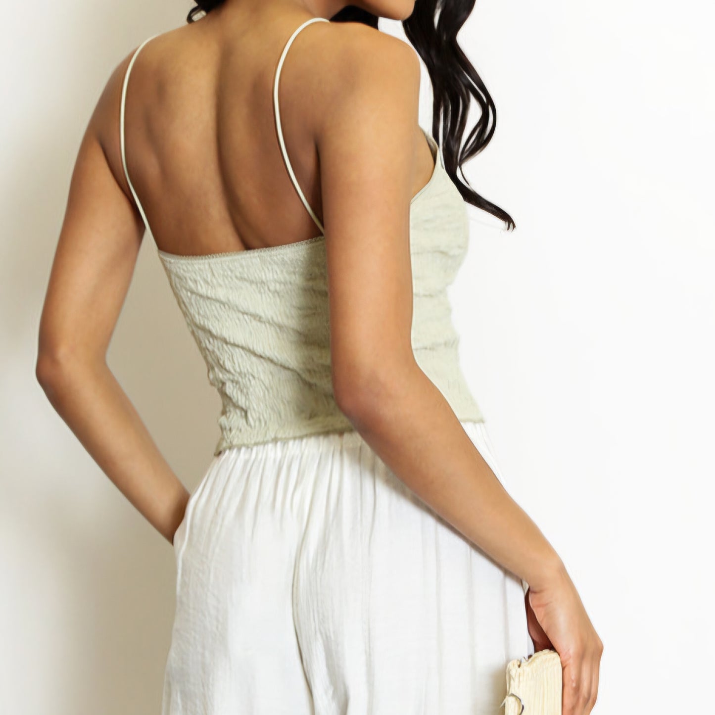 MAEVE - Textured Strappy Cami Sage Green