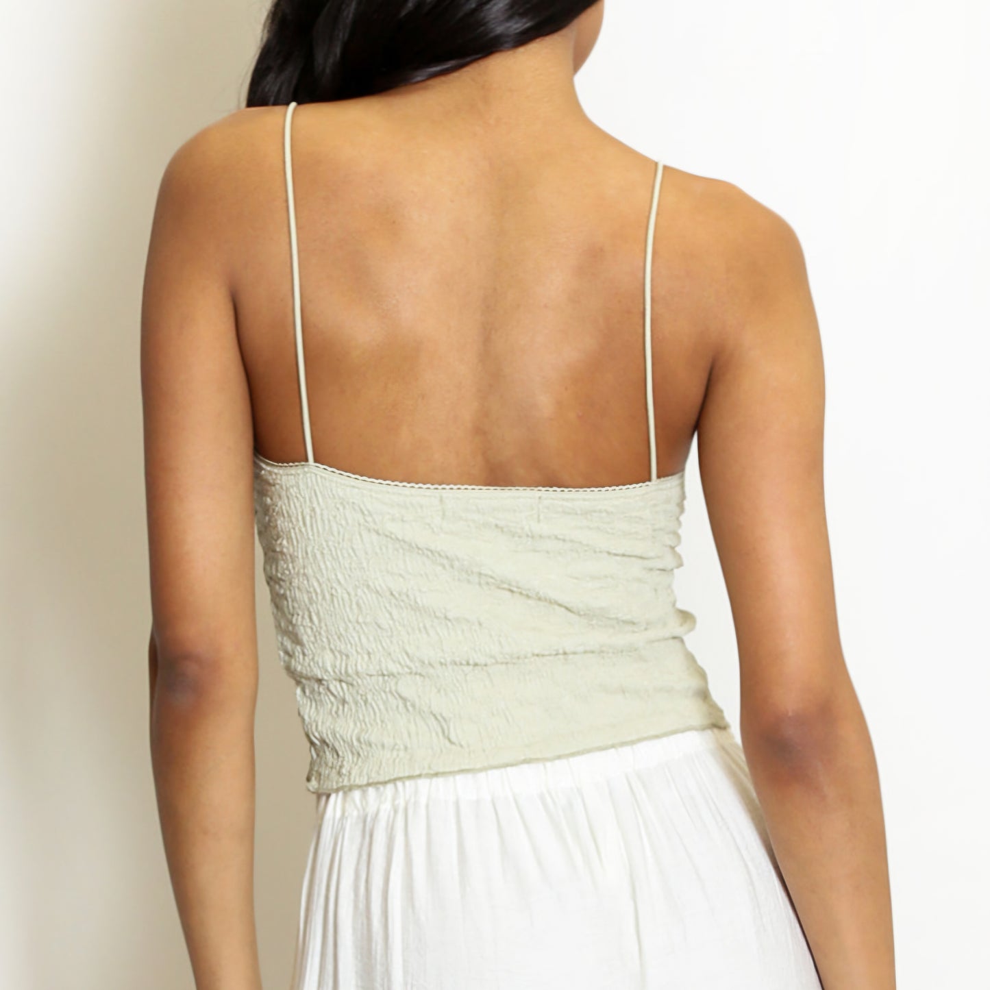 MAEVE - Textured Strappy Cami Sage Green