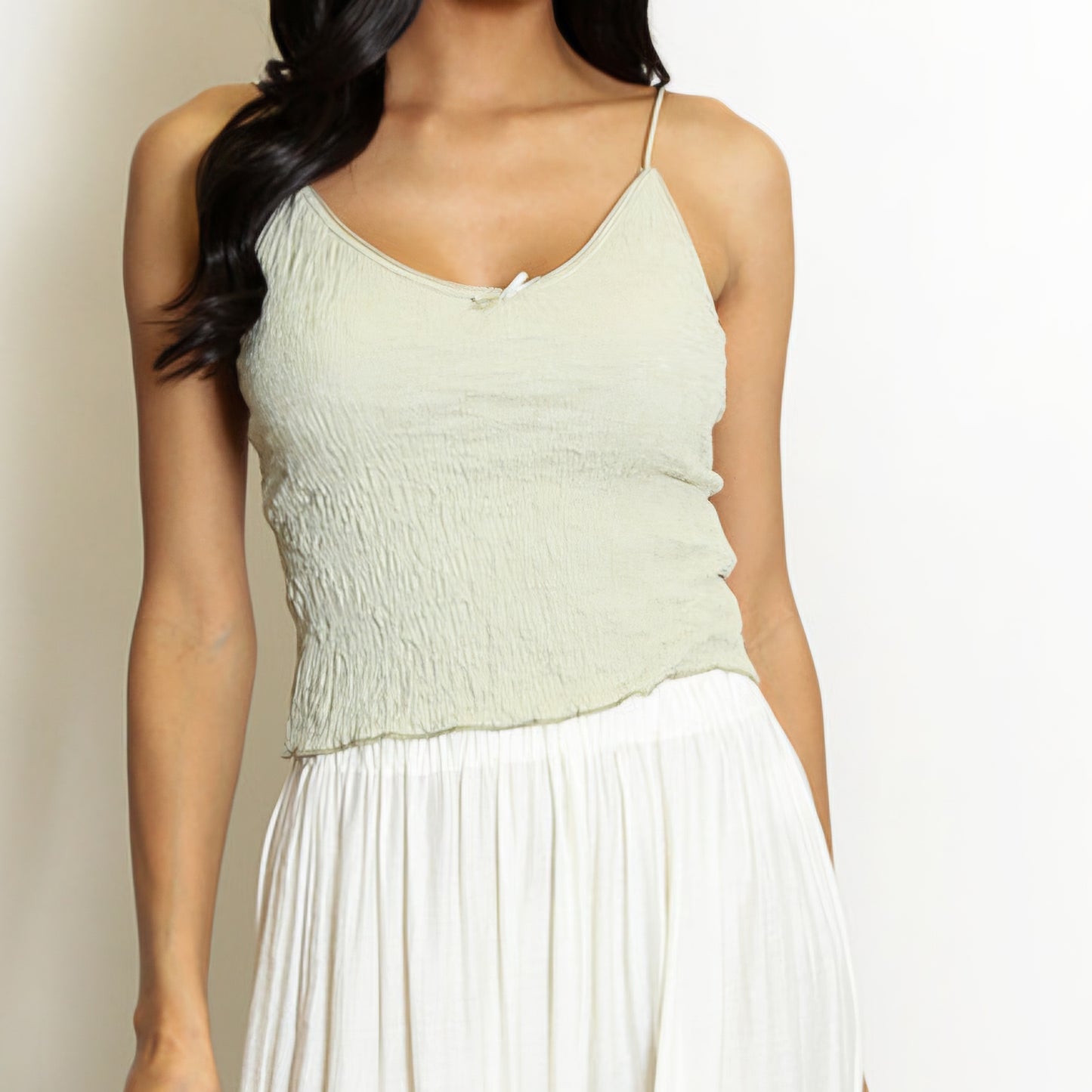 MAEVE - Textured Strappy Cami Sage Green