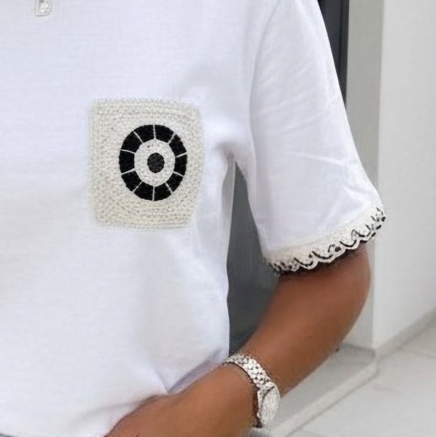TATE - Crochet Applique Pocket Cotton Tee