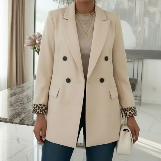 MICHELLE - Oversized Leopard Cuff Blazer