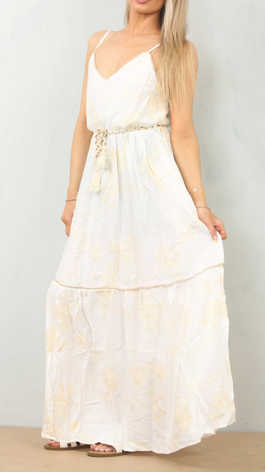JESSICA - Cami Embroided Tie Maxi Dress
