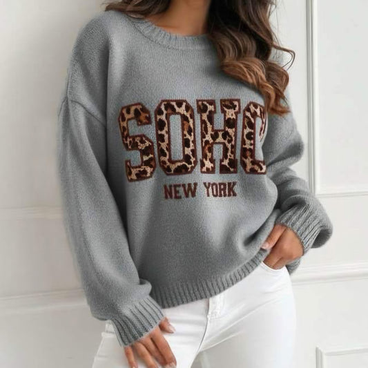 NIXI - Soho Leopard New York Alpaca Knit Jumper Grey