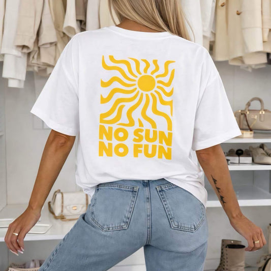 NO SUN NO FUN - Oversized Graphic Cotton Tee