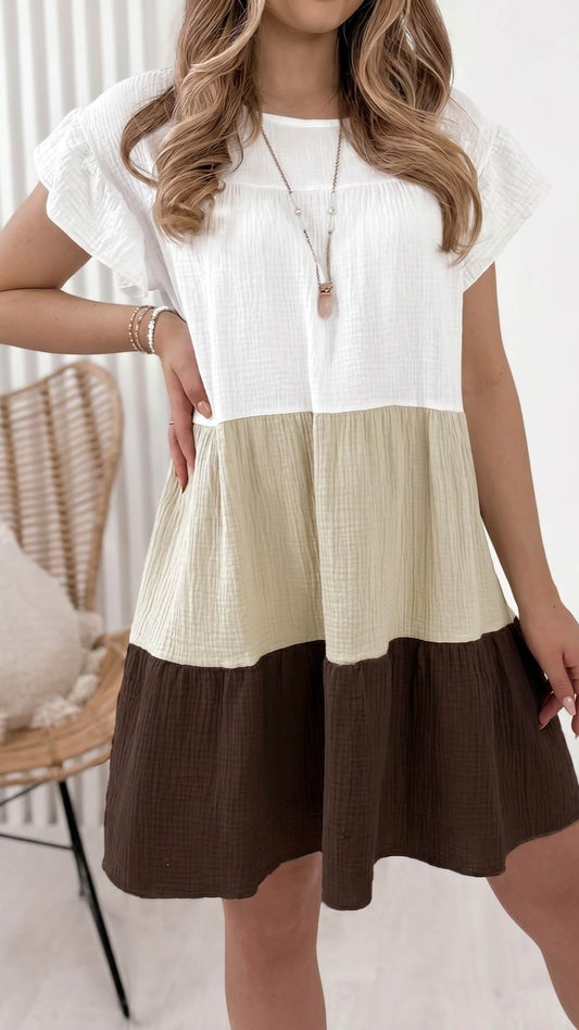 RAYA - Ruffle Tiered Cotton Cheesecloth Dress
