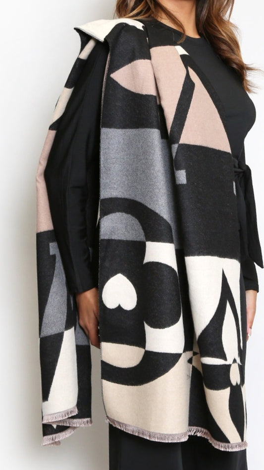 VALERIE - Motif Wool Blend Scarf Nude