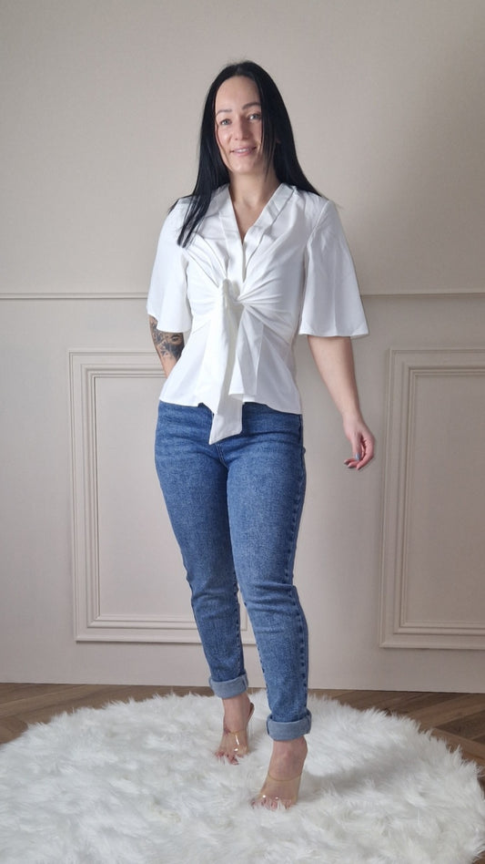 ATHENA - Kimono Knot Top White