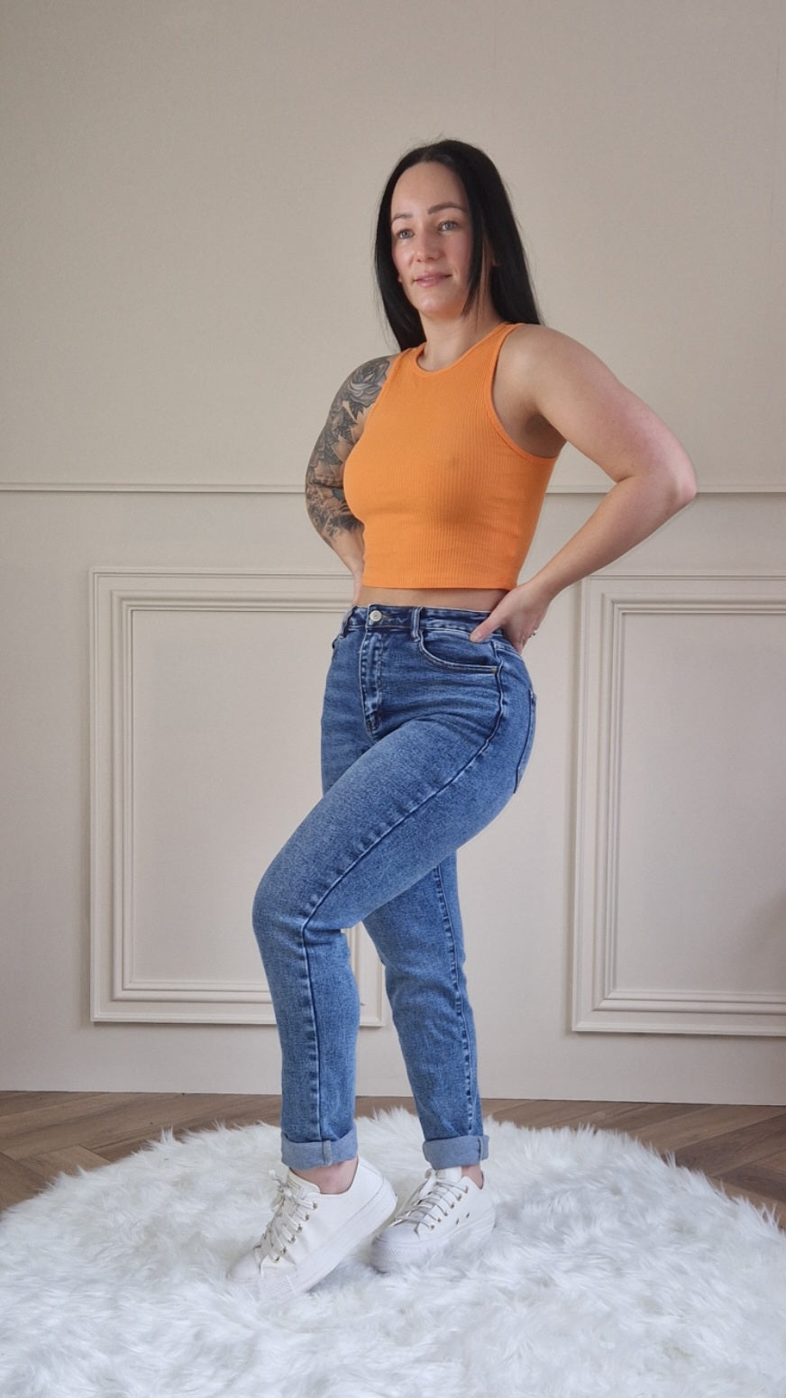 PIPPA - Mid Blue High Waist Jeans