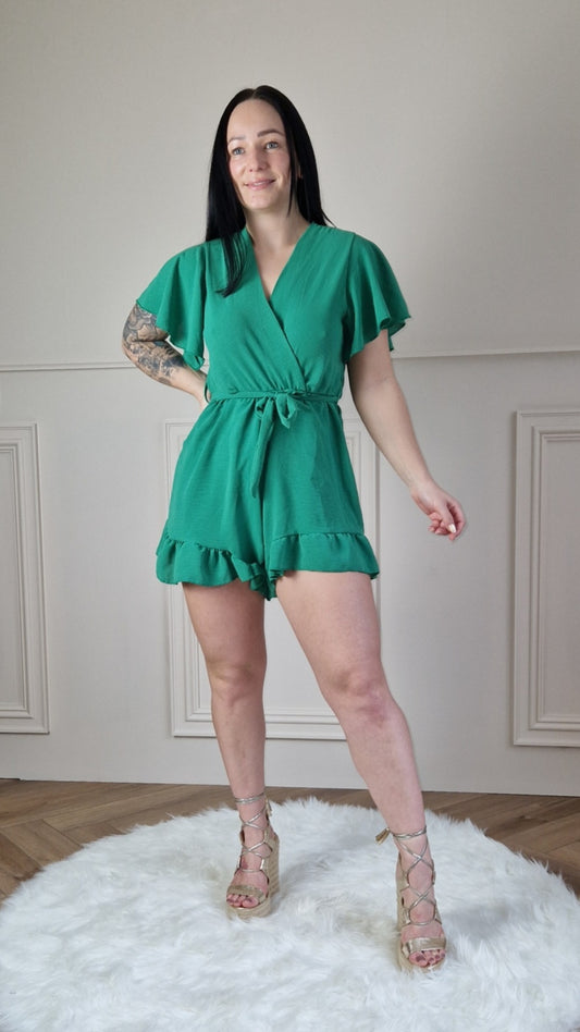THEA BELTED PLAYSUIT GREEN