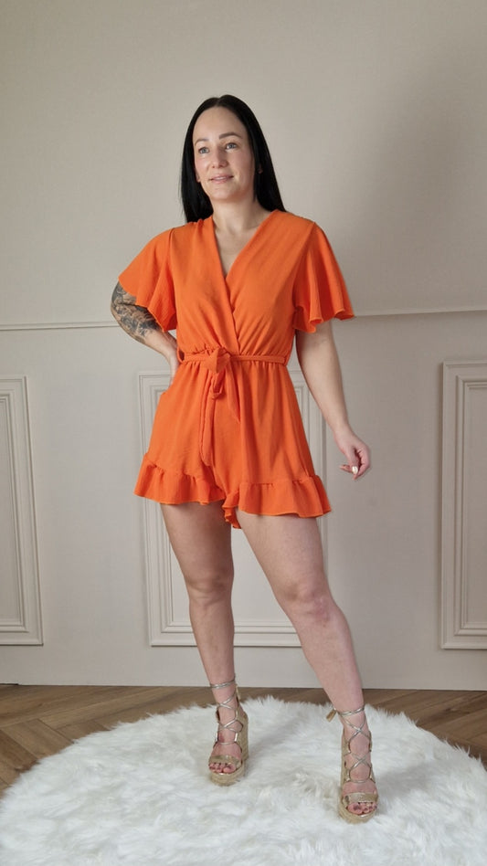THEA BELTED PLAYSUIT ORANGE