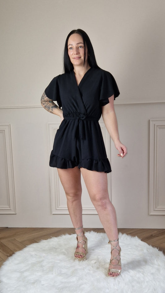 THEA BELTED PLAYSUIT BLACK